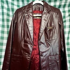 Etienne Aigner Chestnut Leather Blazer